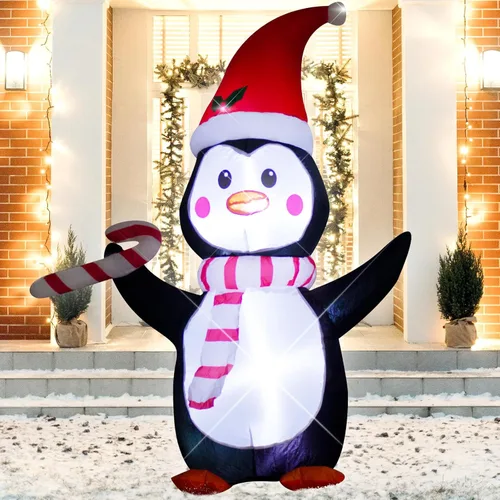 Vista 5 de AJY Pingüino inflable de Navidad de 4 pies con luces LED de dulce para decoración navideña inflable para interiores y exteriores, patio, césped