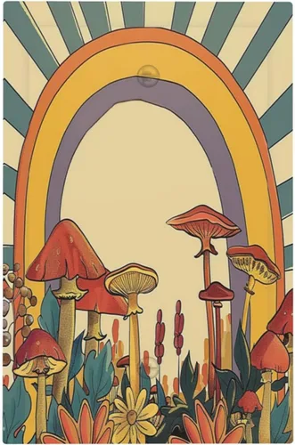 Vista 122 de Cubierta de Toma Duplex de 1 Banda Decorativa con Diseño de Puesta de Sol Abstracto y Arcoíris, Placa Frontal Eléctrica, Interruptor de Luz Único