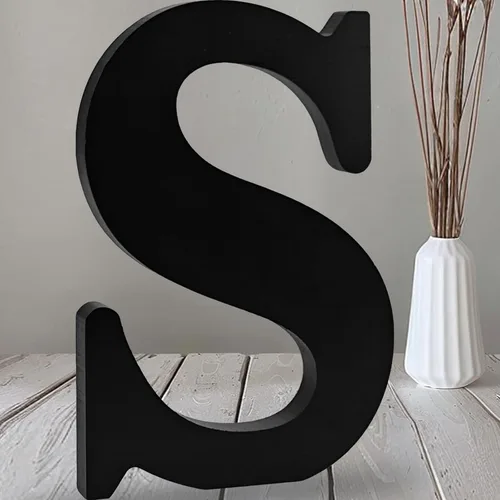 Vista 26 de AOCEAN Letras de madera negra de 12 pulgadas Letras de madera sin terminar para Halloween Letras decorativas de pie Rebanadas Tablero