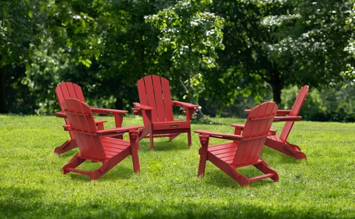 Vista 8 de Silla Adirondack plegable, sillas Adirondack de plástico texturizado de madera con soporte para 2 tazas, silla para hoguera de polietileno de alta