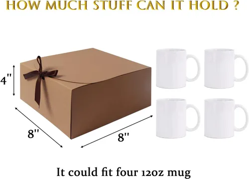 Vista 3 de WLUSEAXI Paquete de 12 cajas de regalo con tapas, cajas de regalo marrones a granel con cinta de lazo marrón, caja de propuesta de dama de honor