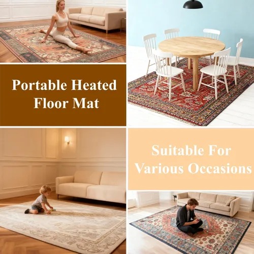 Vista 8 de Large Graphene Electric Heated Floor Mat, Electric Heated Area Rug with 60 Gear Adjustment Temperature, Plug in Heating Mat, for Home Office Study