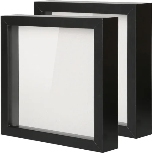 Muzilife Marco de Fotos Tipo Caja de Sombra con tablero de lino, vitrina de vidrio de madera profunda, lista para colgar, caja de memoria, recuerdos
