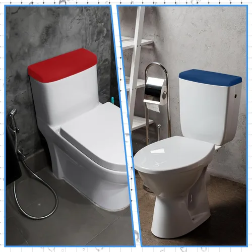 Vista 3 de Hoolerry 4 fundas universales para tapa de tanque de inodoro, repuesto suave y absorbente con parte inferior elástica para accesorios de decoración