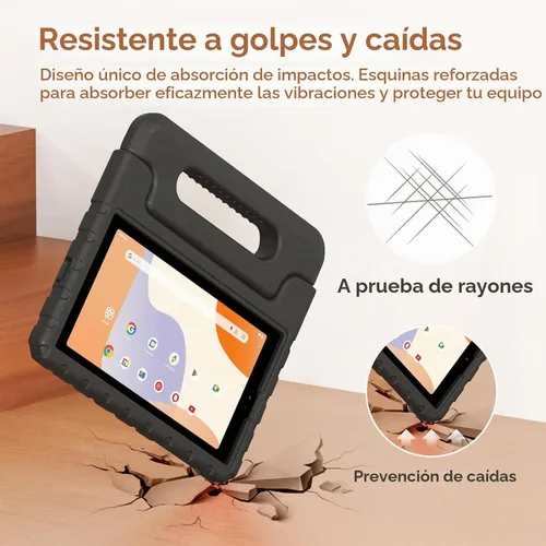 Vista 5 de Funda para tablet Walmart Onn de 7 pulgadas Gen 4 2024 Modelo: 100135924, peso ligero, a prueba de golpes, duradero, con soporte de mango Negro