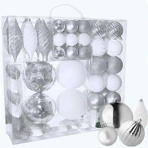 Vista 5 de RN'D - Adornos decorativos de bolas de Navidad – Juego de adornos de bolas de Navidad rojas y verdes colgantes para árbol de Navidad, formas
