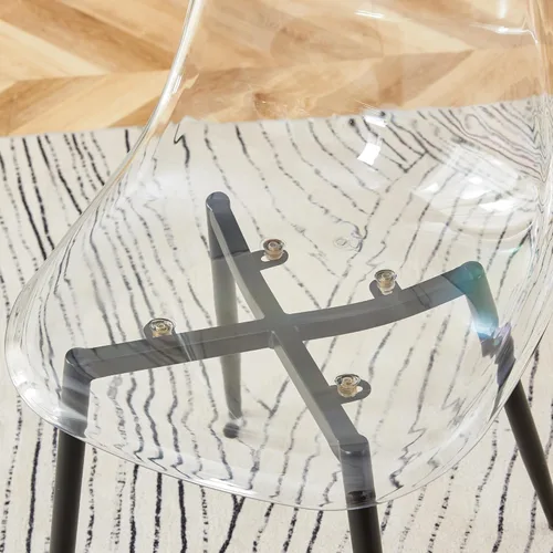 Vista 4 de Sillas de comedor, juego de 4 sillas de comedor transparentes, sillas de cocina modernas con asiento transparente, sillas laterales de acrílico