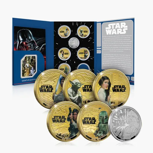 Vista 9 de FANTASY CLUB Colección oficial de monedas de la trilogía original de Star Wars Juego premium de 6 monedas Edición limitada certificada