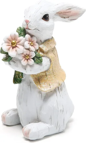 Vista 11 de Hodao Decoraciones de conejo de Pascua, decoración de primavera para el hogar, figuras de conejo, regalos (conejo gris de Pascua, 2 unidades)
