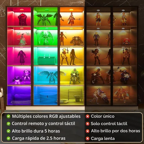 Vista 2 de Luces de disco recargables con control remoto, 12 luces LED de cambio de color inalámbricas para debajo del gabinete, luces LED RGB para TV