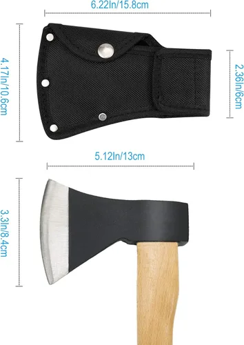 Vista 4 de Hatchet Head Sheath Holster, Black Oxford Sheath for 1-1/4Lb Axe, Double Snap Hatchet Protector Cover with Belt Loop, Outdoor Camping Hiking