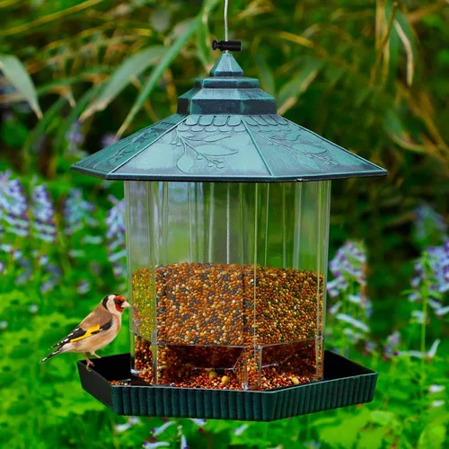 Vista 7 de Twinkle Star - Comedero para pájaros silvestres, para colgar al aire libre, para decoración de jardín o patio, acabado antiguo, con forma hexagonal