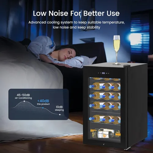 Vista 5 de Refrigerador de vino con compresor de 24 botellas, compresor de bebidas independientes, para vino tinto, blanco, champán o espumoso, 40 °F a 65 °F