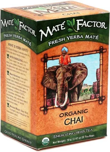 The Mate Factor Yerba Mate - Té de hierbas energizante, Chai, 20 bolsas de té (paquete de 3)