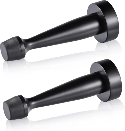 QOGRISUN 's Topes de puerta negros de latón macizo resistentes, longitud total de 3-1/4 pulgadas de protector de pared decorativo con punta de