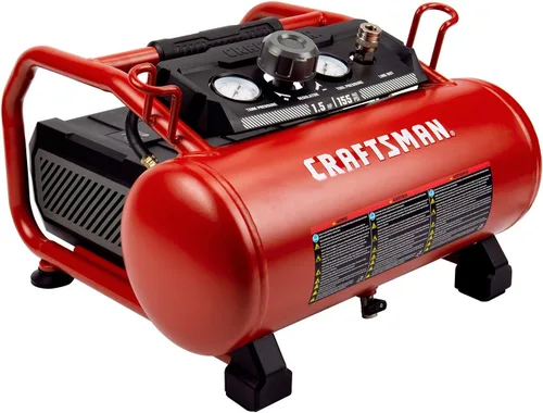 Vista 4 de Craftsman - Compresor de aire, 3 galones, 1,5 HP Max 155 Psi, sin aceite, portátil, color rojo, modelo CMXECXA0200341