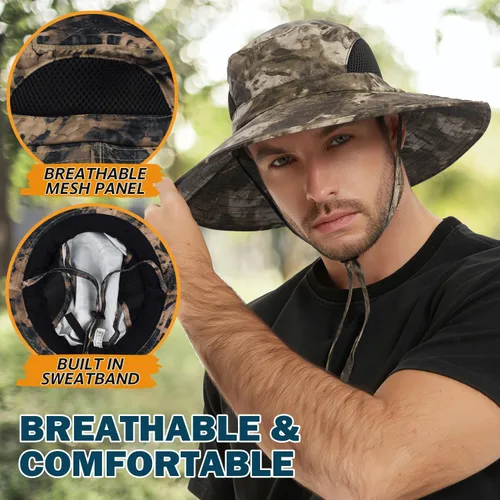 Vista 5 de EINSKEY Sombrero unisex para el sol, impermeable, de ala ancha, plegable, para pesca, senderismo, jardinería, safari, playa