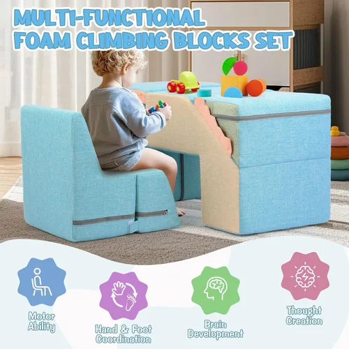 Vista 6 de Asweets 4 en 1 bloques de espuma para escalar para niños pequeños, juguetes de escalada y gateo suaves para interiores para la creatividad e