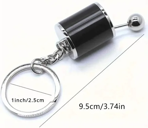 Vista 2 de Llavero con forma de caja de cambios cromado acabado ijdmtoy (1), llavero anillo mando a distancia