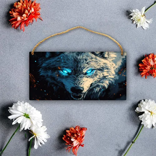 Vista 3 de Sci-fi Wolf Wooden Sign 12x6 Inch - Decor for Cyber Aficionados & Wolf Admirers, Great for Sci-Fi-Themed Rooms & Art Galleries