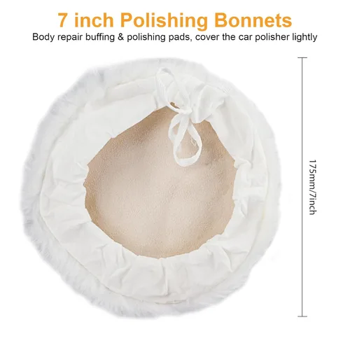Vista 8 de Linkstyle Juego de 6 almohadillas de pulido de lana de 7 pulgadas, almohadillas de lana de cordero con cordón, accesorio pulidor de taladro
