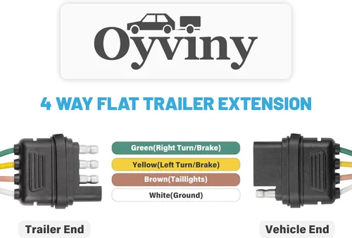 Vista 7 de Oyviny Adaptador de remolque plano de 7 vías a hoja de 4 vías + extensión de remolque Oyviny de 4 pines de 12 pulgadas