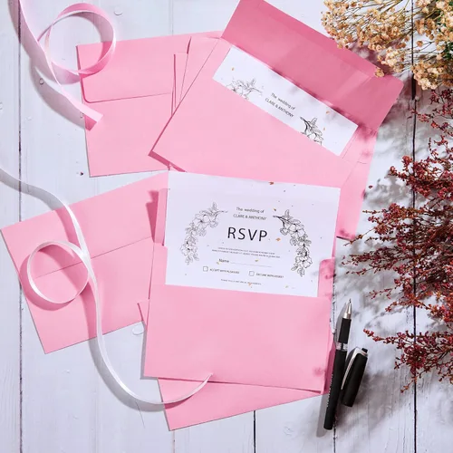 Vista 3 de Sobres de 5 x 7 pulgadas para invitaciones, paquete de 40 sobres A7 para tarjetas de 5 x 7, sobres de invitación de colores, rosa, 5 1/4 x 7 1/4