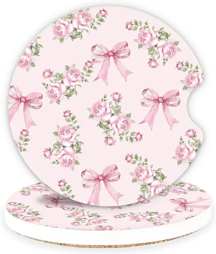 Vista 25 de Posavasos absorbentes para automóvil, paquete de 2 unidades para portavasos (beige)