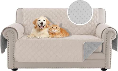 Vista 18 de PrinceDeco Funda para silla, resistente al agua, lavable, parte trasera de goma antideslizante, protector de muebles para mascotas (Sillón, negro)