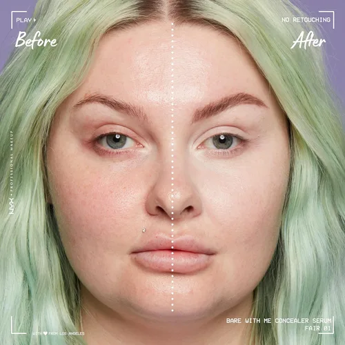 Vista 3 de NYX PROFESSIONAL MAKEUP Bare With Me - Suero corrector, Maquillaje corrector para hasta 24 horas de hidratación - Claro