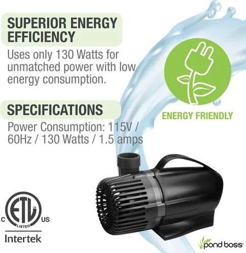 Vista 4 de Pond Boss Bomba de cascada (2300 GPH) y filtro completo de estanque TotalPond con clarificador UV