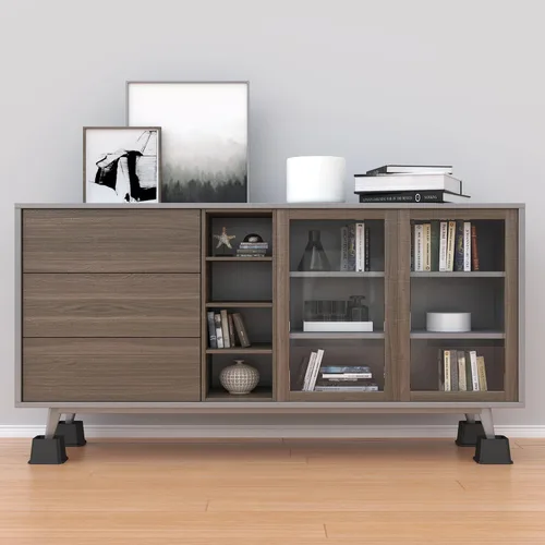 Vista 3 de Elevadores de Cama de 2 Pulgadas Resistentes Elevadores de Cama, Juego de 6 Eleva Hasta 2000 Libras Elevador de Muebles para Sofá y Mesa, Negro