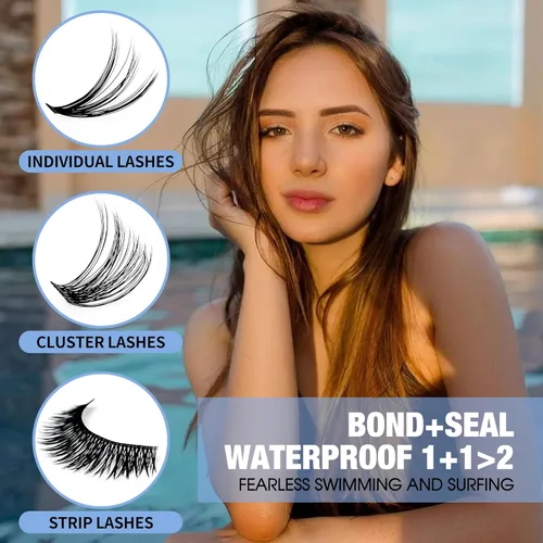 Vista 2 de GEMERRY Bond and Seal - Pegamento de pestañas, impermeable, para extensiones de pestañas, color negro, de larga duración, principiante (0.3 fl oz)