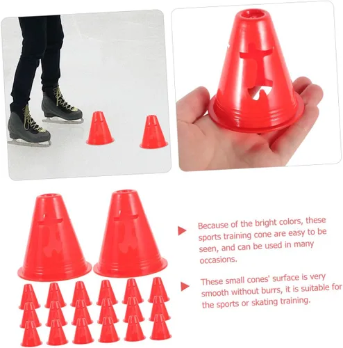 Vista 8 de Toyvian 20Pcs Agility Marker Cones for Roller Skating and Soccer Training Plastic Small Cones for Outdoor Indoor Sports Drills and Obstacle Courses