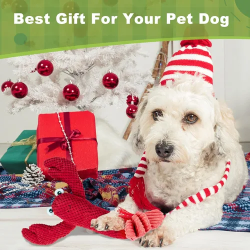 Vista 6 de Juguete chirriante de langosta para perro, juguete de peluche para perro, juguetes chirriantes para perros, juguetes masticables para cachorros