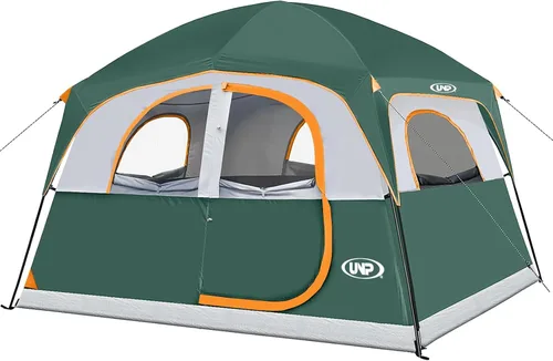 Vista 11 de UNP Carpas para 6 personas, impermeable, resistente al viento, fácil instalación, tienda de campaña familiar de doble capa con 1 puerta de malla y 5