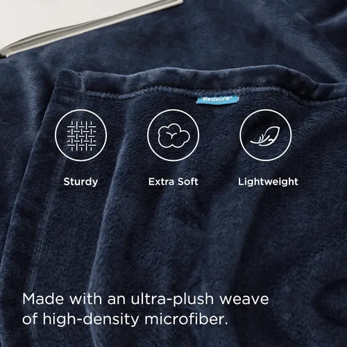 Vista 4 de Bedsure GentleSoft - Mantas de forro polar azul marino tamaño Queen - Manta de cama azul suave ligera afelpada difusa acogedora microfibra de lujo