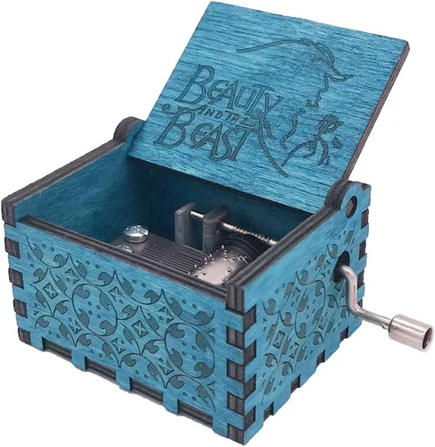 Vista 11 de Youtang Amelie Caja de Música de Manivela Caja Musical Tallada de Madera, Toca la Canción Temática de Amelie, Azul
