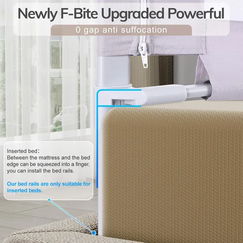 Vista 3 de omzer Riel de cama para niños pequeños Rieles de cama para niños pequeños con doble bloqueo para niños Barandilla de cama para bebés niños