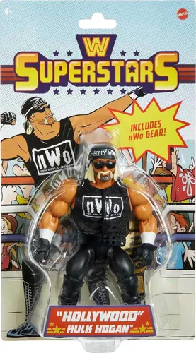 Vista 2 de Mattel WWE Superstars Figura de acción y accesorios, serie 1 "Hollywood" Hulk Hogan Retro coleccionable con manos intercambiables