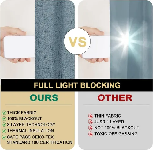 Vista 51 de PrinceDeco Cortinas con textura de lino 100% opacas de 64 pulgadas de largo, juego de 2 paneles de cortinas de lino opacas con forro aislante Arena