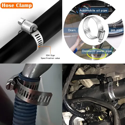 Vista 6 de Dianrui - Kit de surtido de 42 abrazaderas de manguera, abrazaderas de manguera de tornillo sin fin de acero inoxidable 304 de 1/4"–1-1/8" (6-29mm)