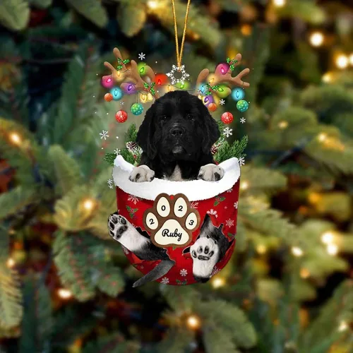 Vista 113 de Adornos personalizados de Pug cervatillo – Decoración personalizada para árbol de Navidad con patas de bolsillo de nieve