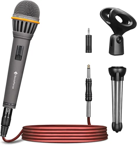 Vista 13 de Micrófono Dinámico - Micrófono Vocal Profesional para Cantar - Micrófono de Mano con Cable con Cable de Audio XLR de 16 ft a 1/4" - Micrófono