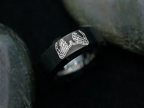 Vista 5 de Anillos de promesa de esqueleto Pinky para pareja, amor eterno, regalo del día de San Valentín