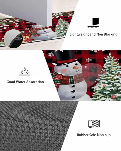 Vista 3 de Xmas Snowman Bath Mat for Tub,Non Slip Bathroom Floor Runner Rug Quick Dry & Absorbent Diatomaceous Earth Shower Sink Kitchen Doormat,Christmas