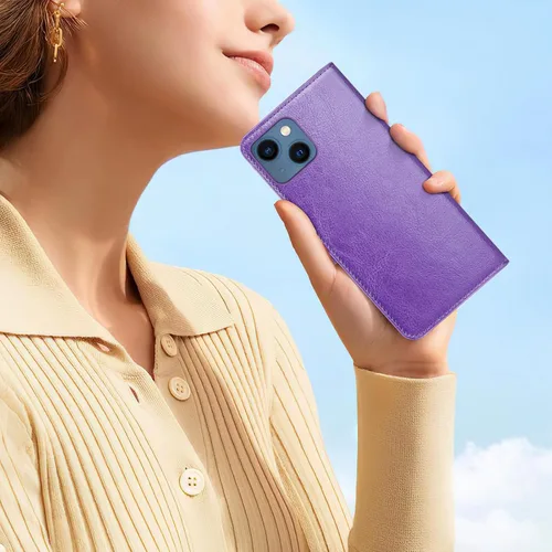 Vista 7 de DJBull Funda tipo cartera desmontable 2 en 1 para iPhone 13 con tarjetero de crédito con bloqueo RFID, funda protectora de piel sintética