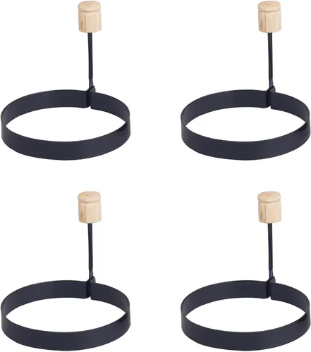 Vista 8 de HIC Kitchen Anillos antiadherentes para cocinar huevos y panqueques, en forma de corazón, acero al carbono antiadherente; libre de PFOA y BPA, juego