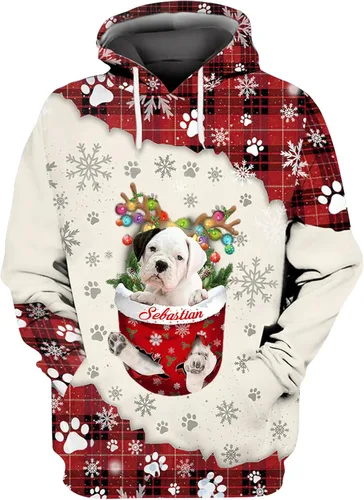 Vista 7 de Sudadera con capucha 3D personalizada para perro, diseño de perro con nombre personalizado, sudadera con capucha de perro de amor, camisa de perro