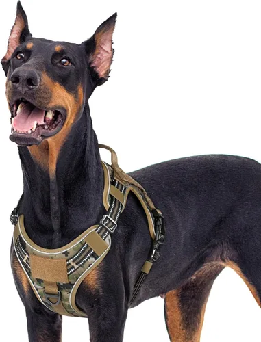 Vista 20 de rabbitgoo - Arnés para perros pequeño sin tirones, chaleco táctico de servicio con Molle y asa de control, arnés militar ajustable y reflectante